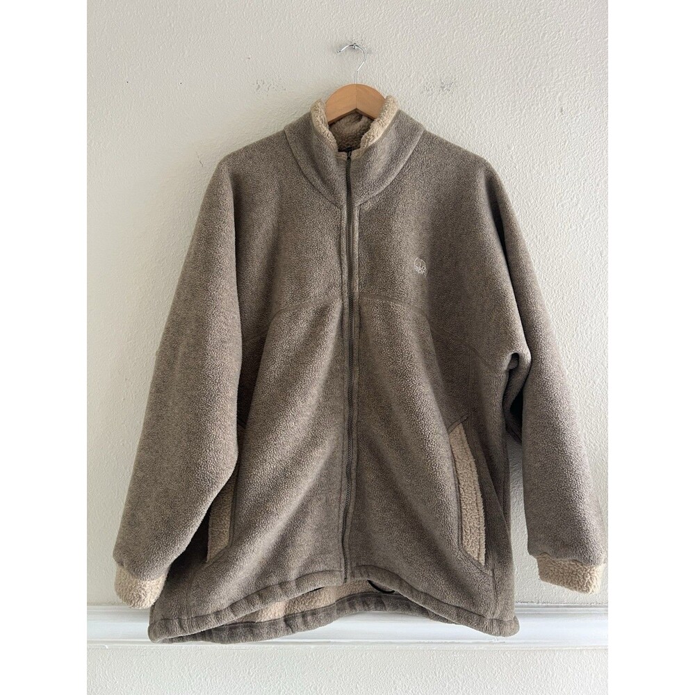 Vintage 90s Lowe Alpine Size Large Taupe Sherpa Fleece Full Zip Jacket Gorpcore